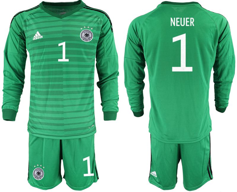 Men 2021 World Cup National Germany green long sleeve goalkeeper #1 Soccer Jerseys->->Soccer Country Jersey